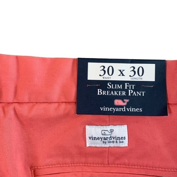 NWT VINEYARD VINES Slim Fit Breaker Pants Sailor Red, Salmon Pink 30 x 30 - Picture 4 of 9